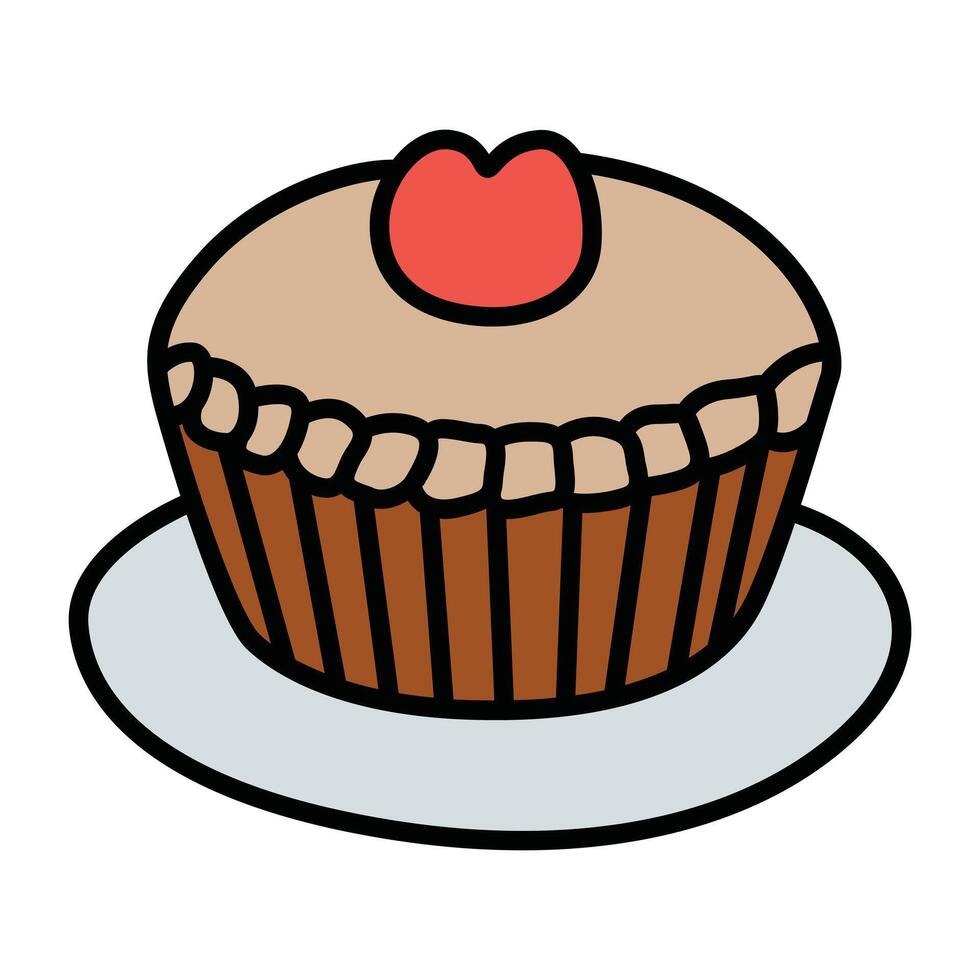 Hand Drawing of Cupcake with Sweet and Playful Details vector