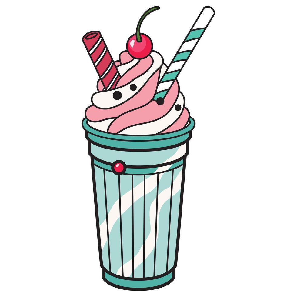 Retro Milkshake with Classic and Vibrant Details vector