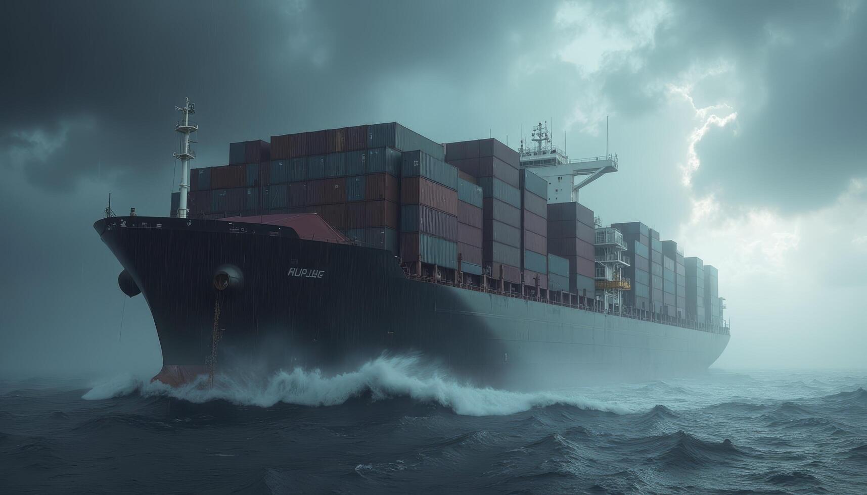 Cargo ship and bad weather photo