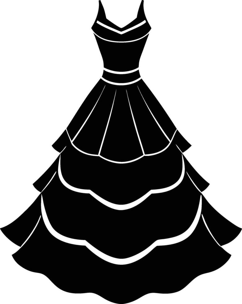 Beautiful Layered dress silhouette illustration vector
