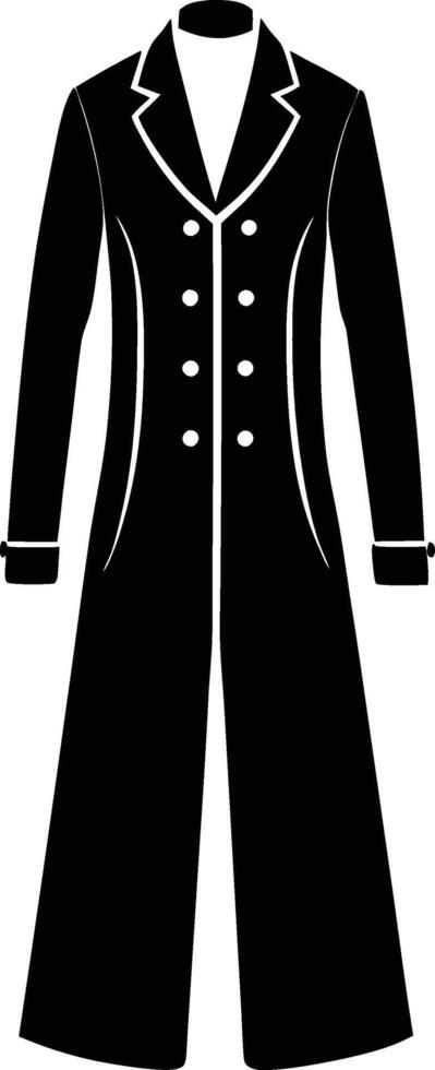rendy Long Coat Silhouette for Modern Fashion Illustrations vector