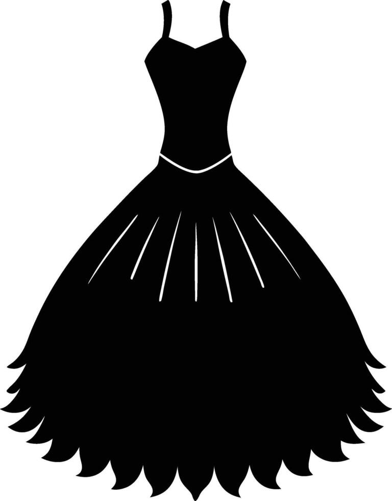 Modern Tulle Dress Illustration in Silhouette Style for Graphic Designs vector