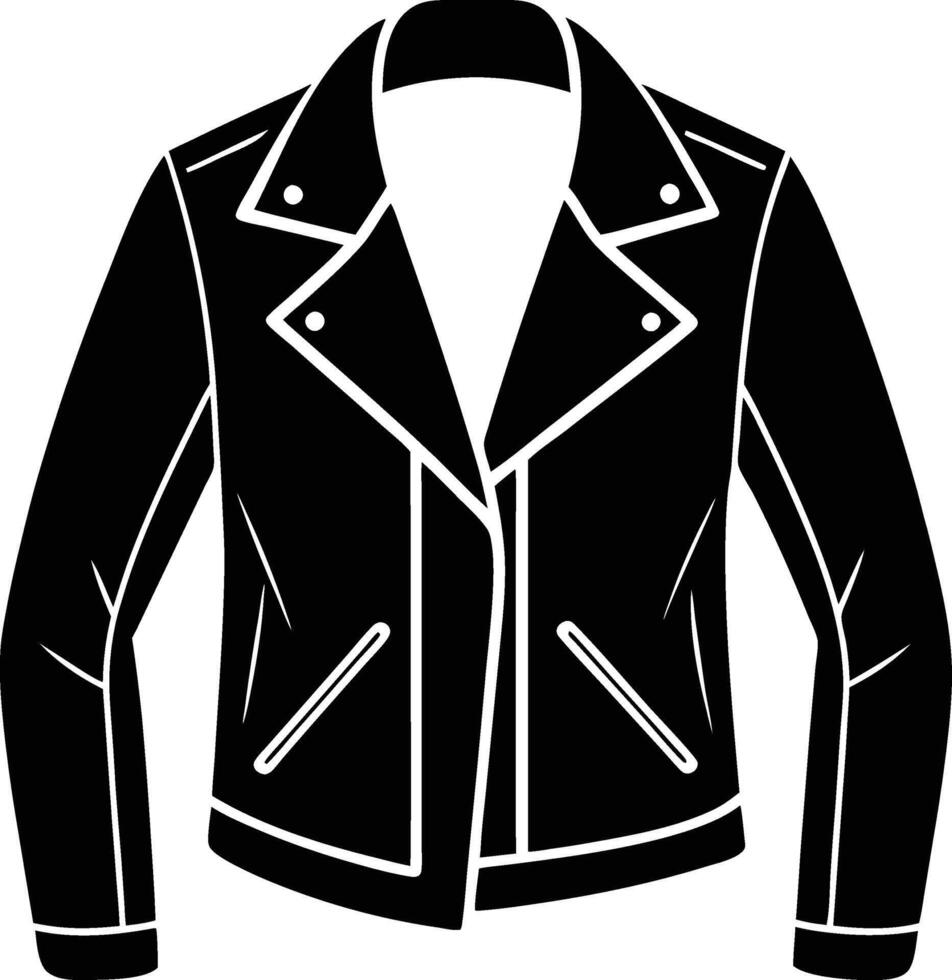 Trendy Leather Jacket Silhouette Line Drawing vector