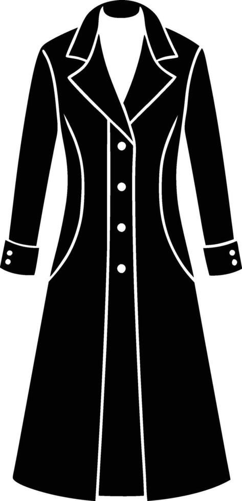 Stylish Winter Outerwear Long Coat Silhouette Art vector