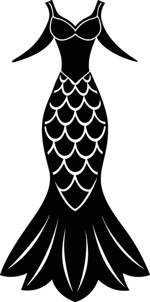 Stylish Mermaid Dress Silhouette Illustration vector