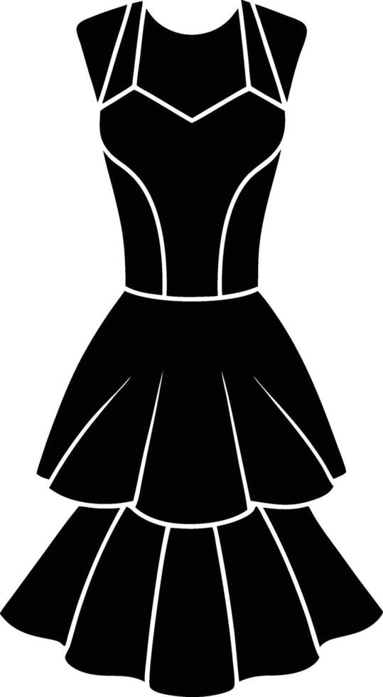 Elegant Peplum Dress Silhouette Art vector
