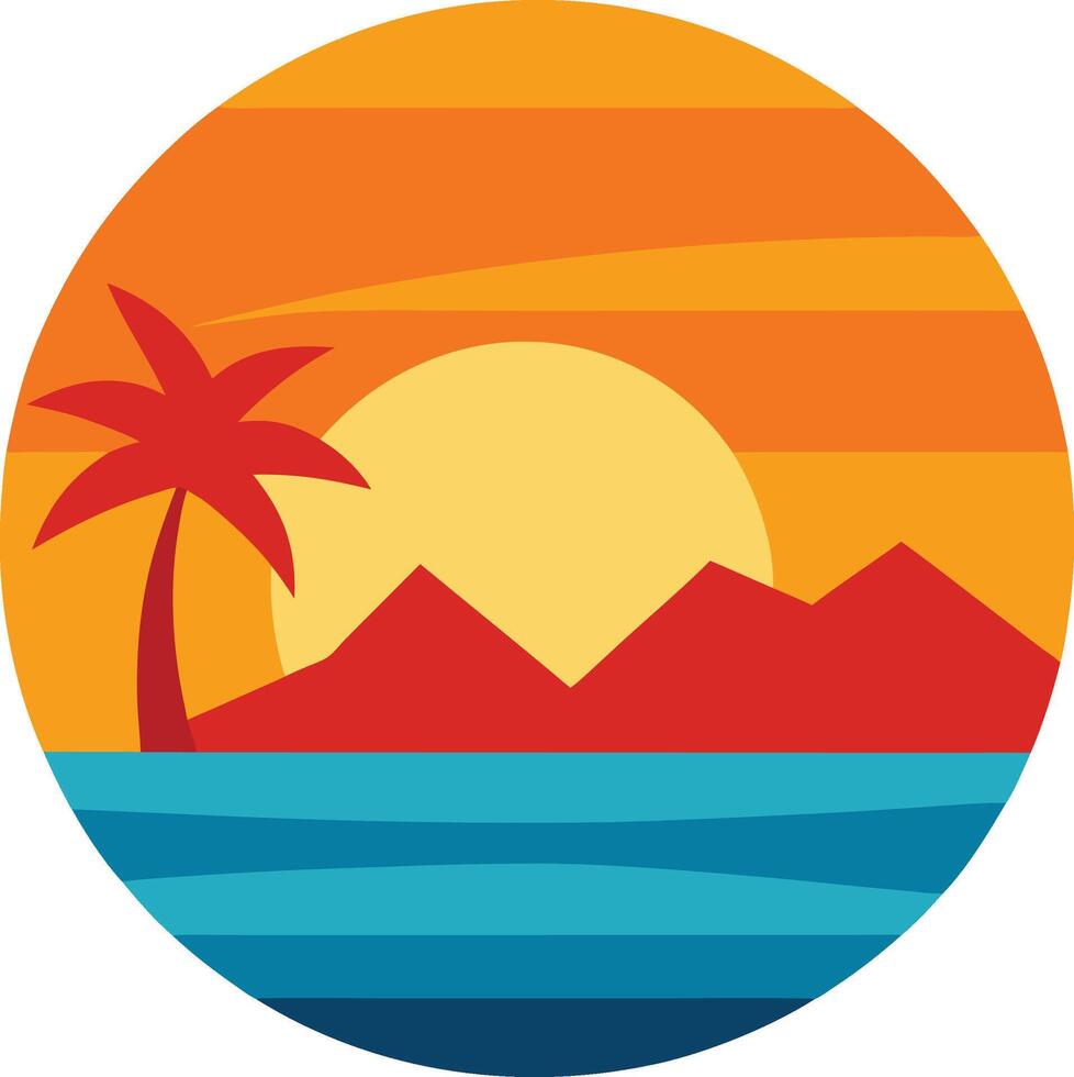 Summer with sunset illustration vector