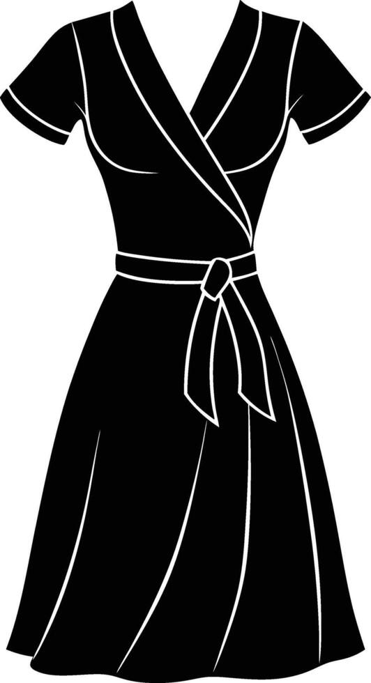 Elegant Wrap Dress Silhouette Design vector