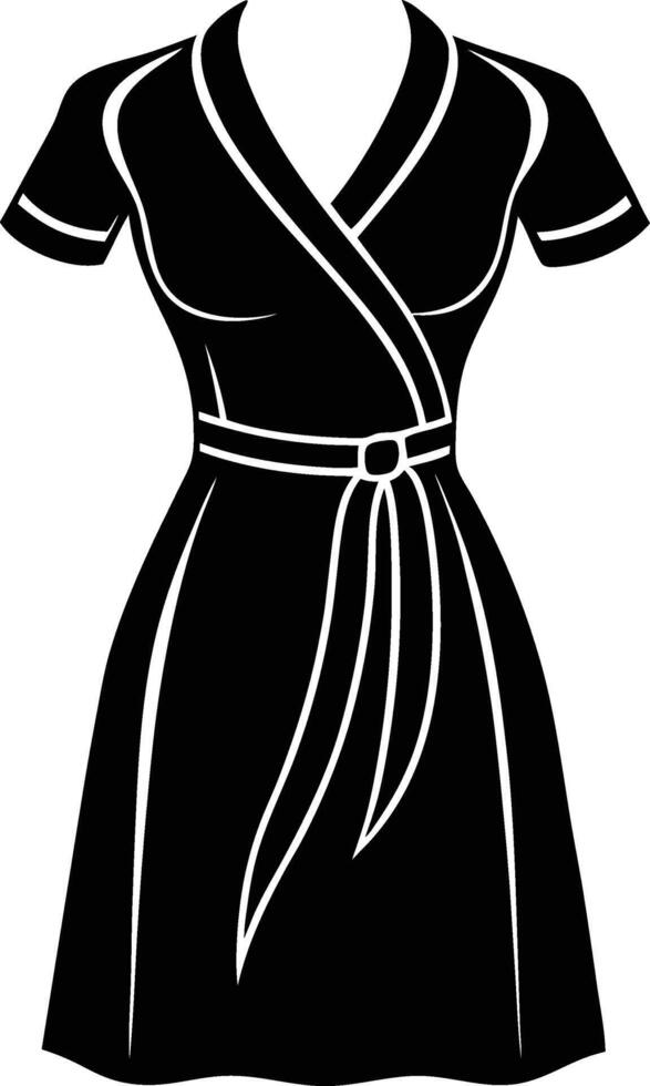Stylish Wrap Dress Silhouette Art vector