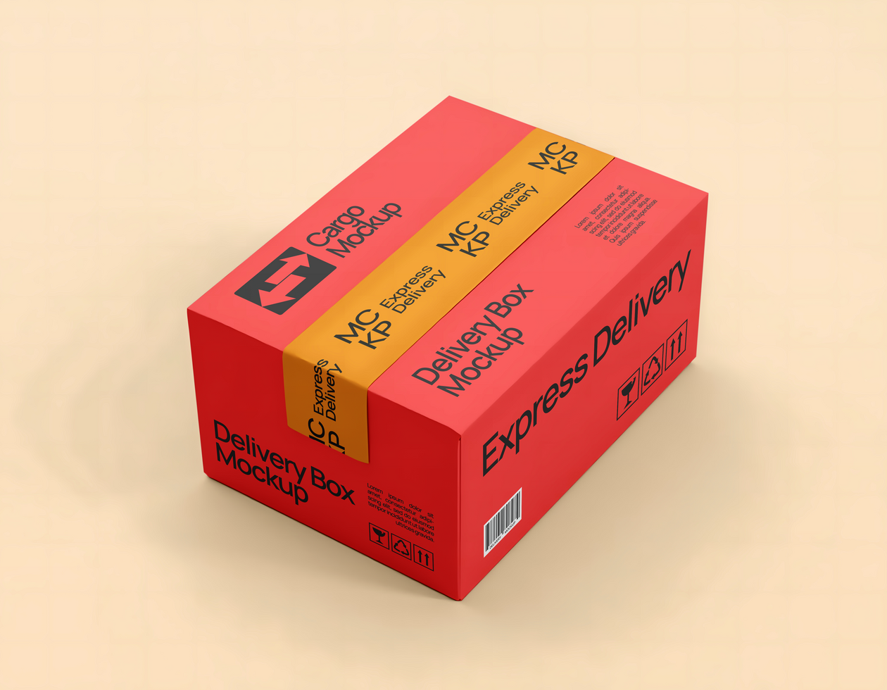 Delivery Box Mockup with yellow background psd