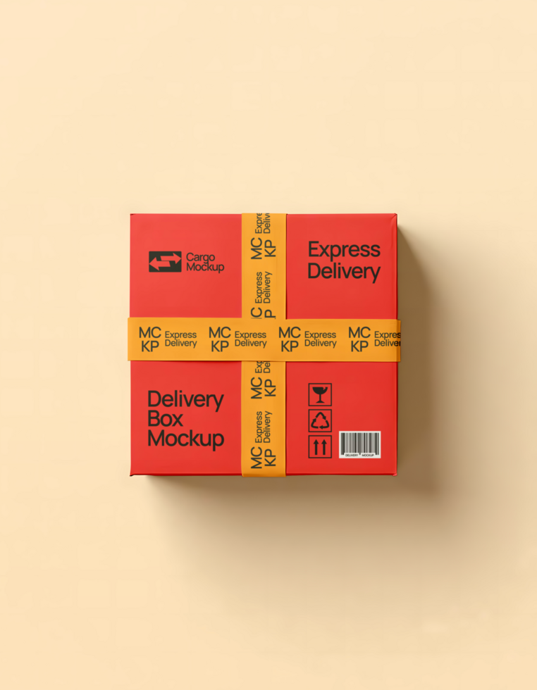 Delivery Box Mockup with top view psd