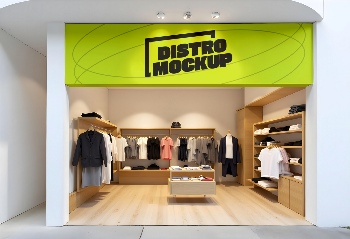 front sign branding t shirt store mockup psd