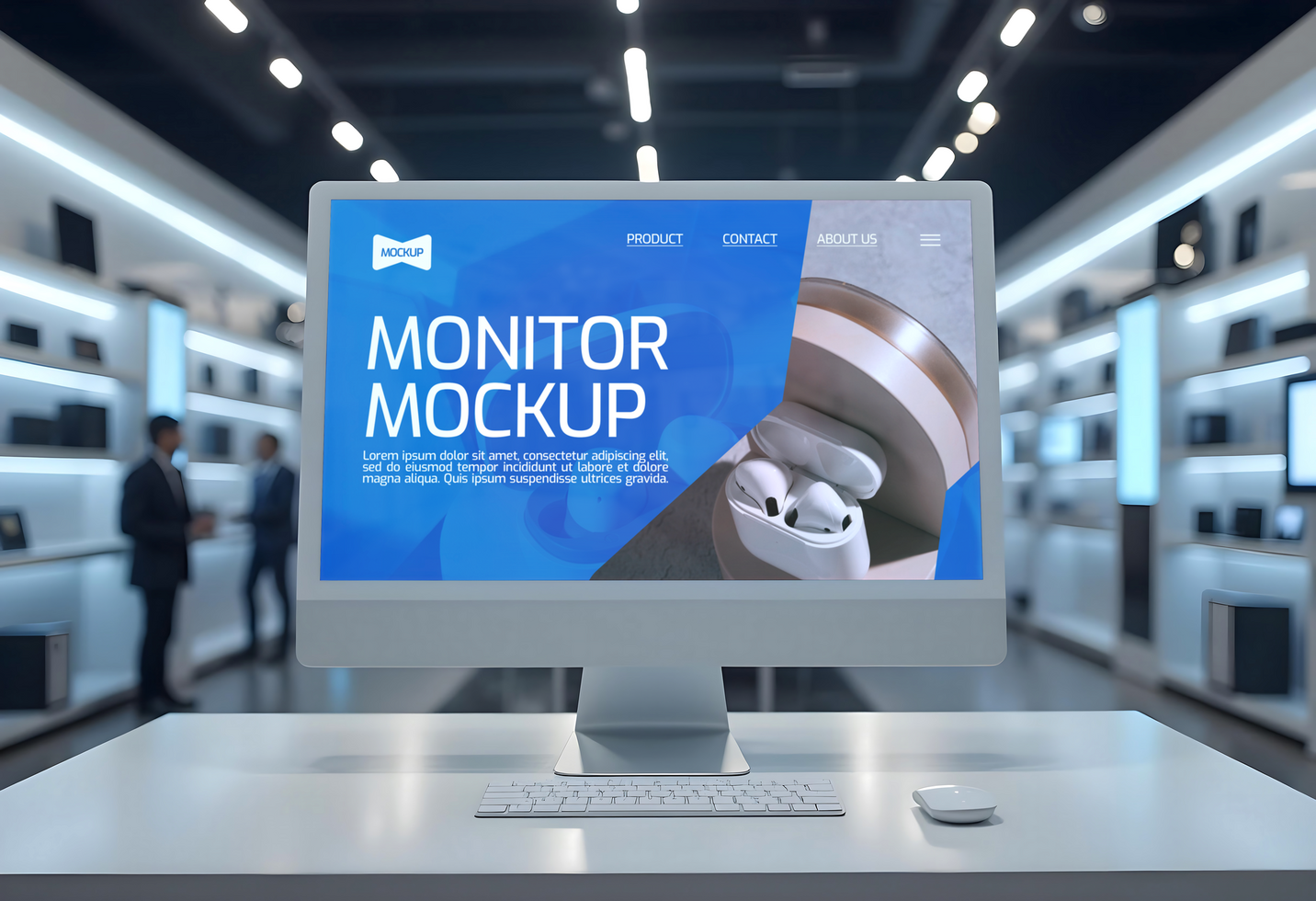 monitor pc branding electronic store mockup psd