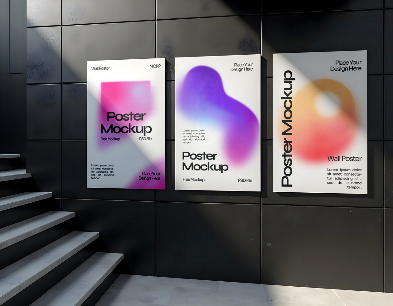 poster promo mockup at subway psd