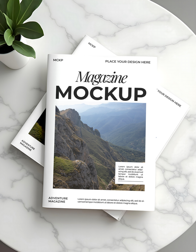 cover mountain magazine mockup psd