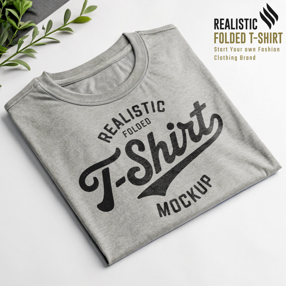 Pebble Gray Trendy Folded Tee Mockup for E-commerce Projects psd