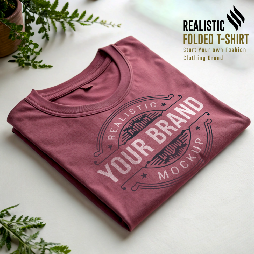Light Maroon Realistic Clothing Mockup - Folded Tee Edition psd