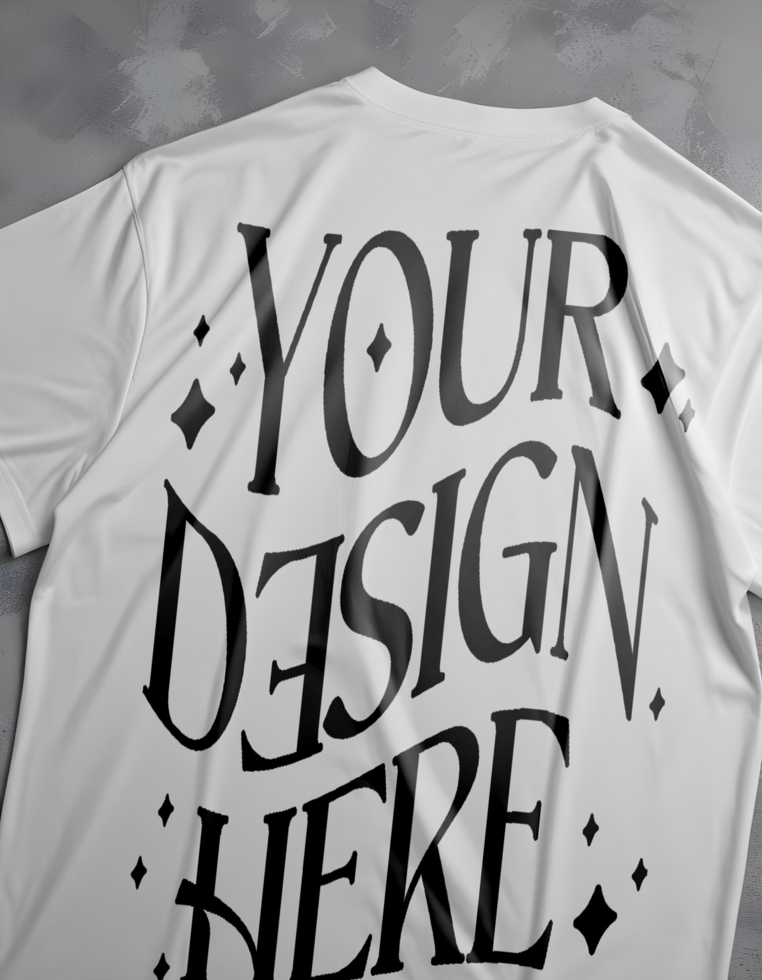 back white tshirt mockup on floor clean with grey background psd