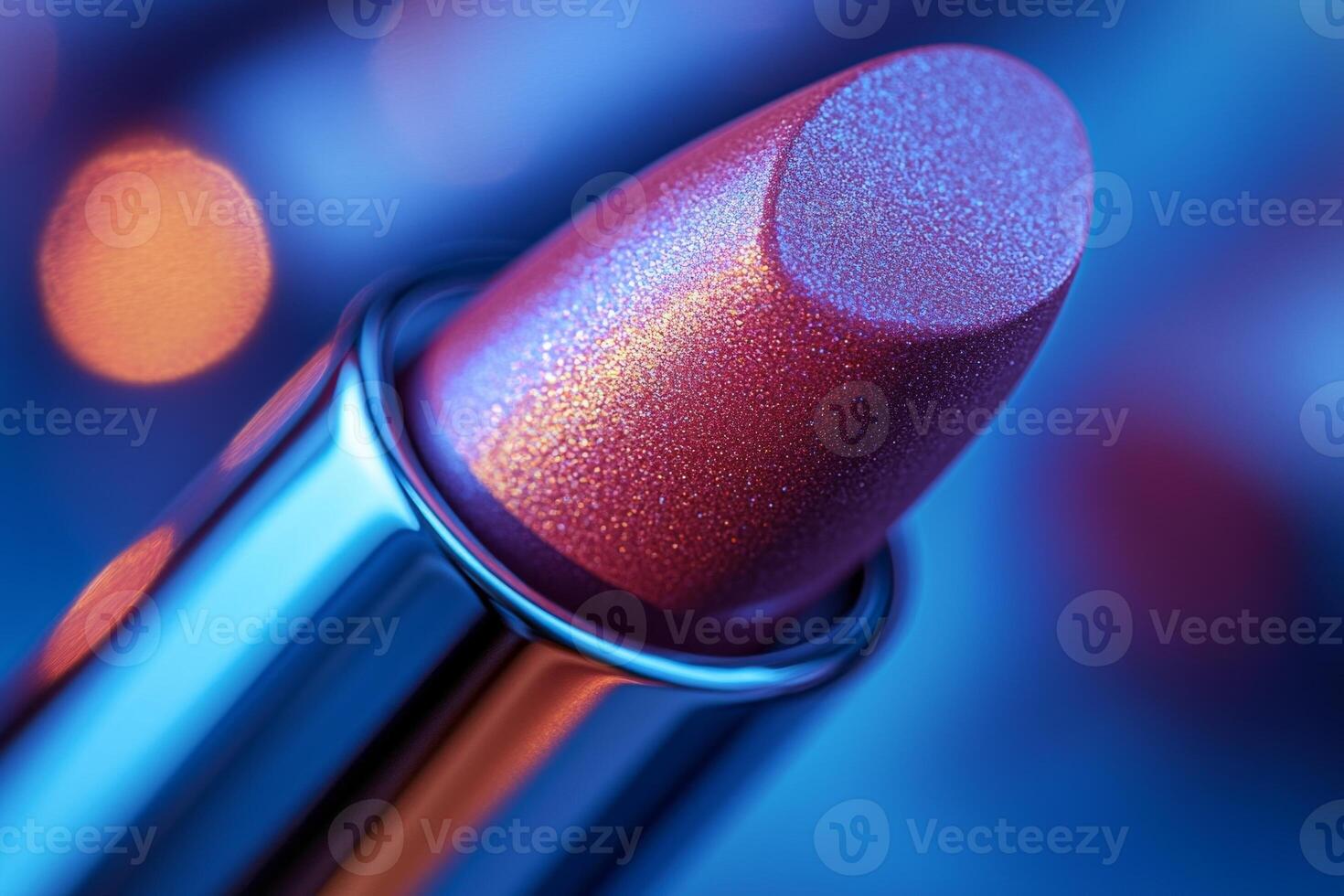 creamy lipstick bullet features stunning gradient from light pink deep purple. Soft lighting enhances its smooth texture against minimalist backdrop creating attractive visual photo