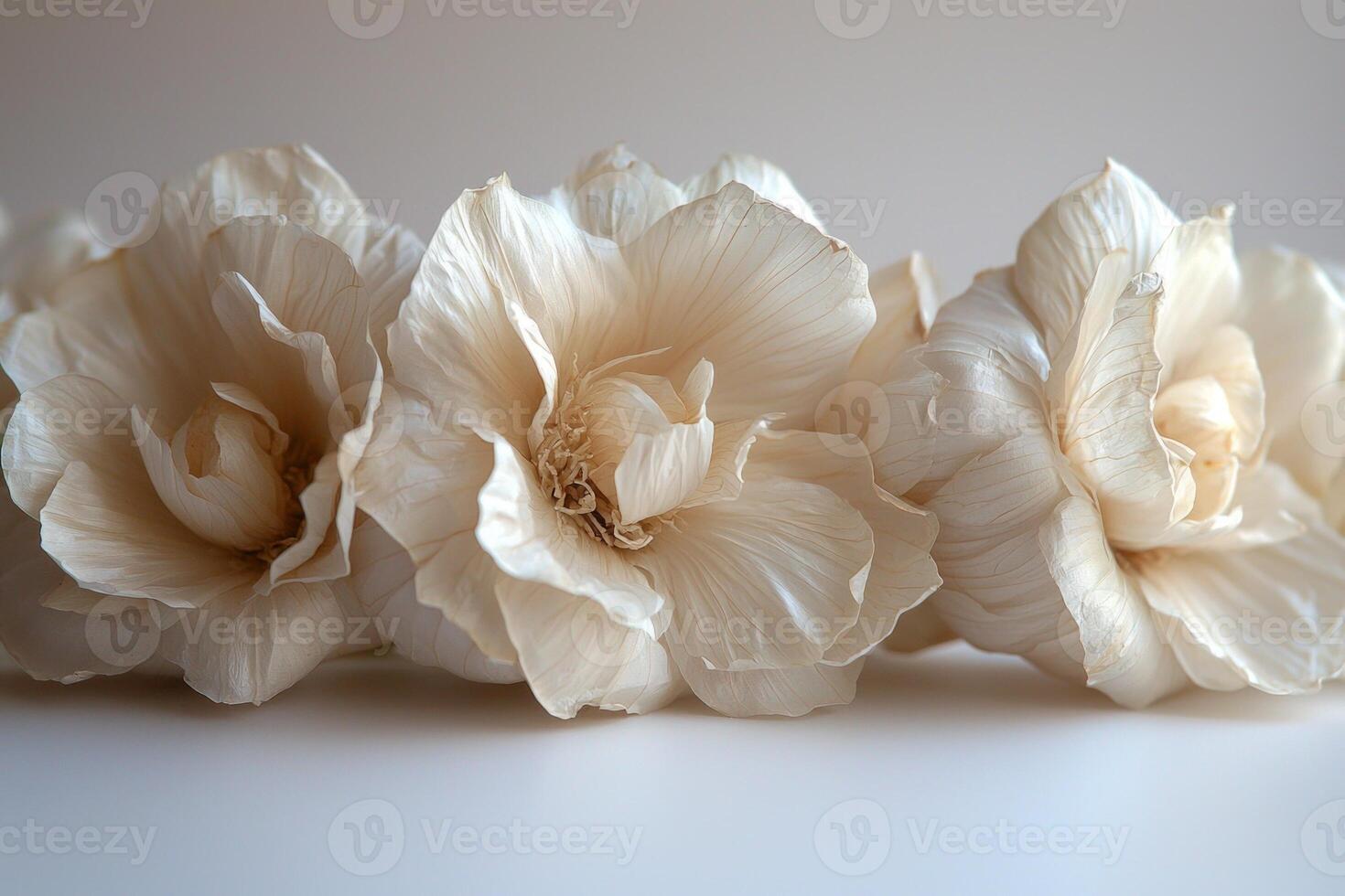 Captivating details highlight intricate textures and varying layers of peeled garlic bulb. clean white background enhances natural beauty of cloves photo
