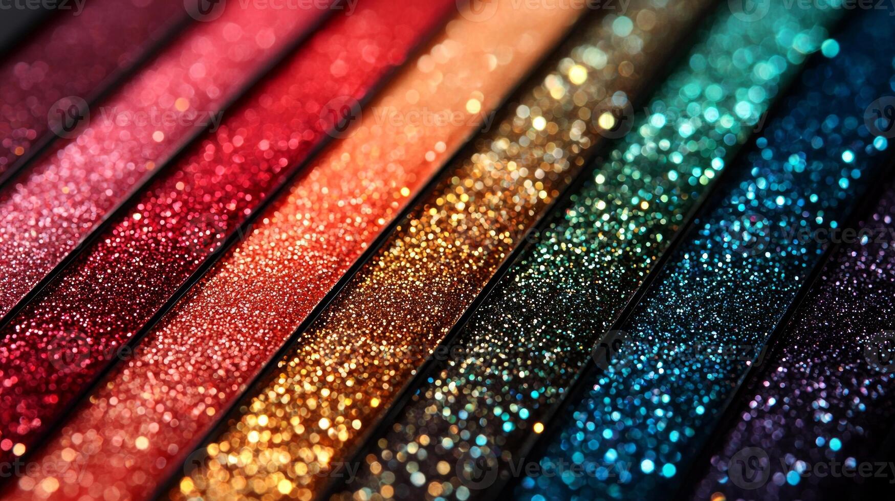 macro view reveals glitter eyeshadow palette filled striking shades of red green and gold photo