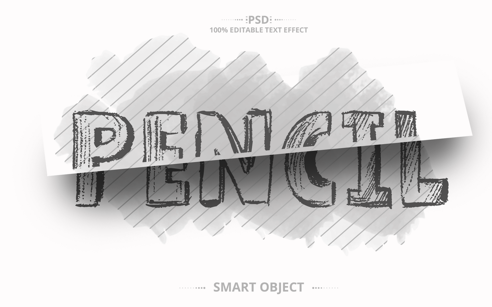 Pencil Paper 3d text effect design psd