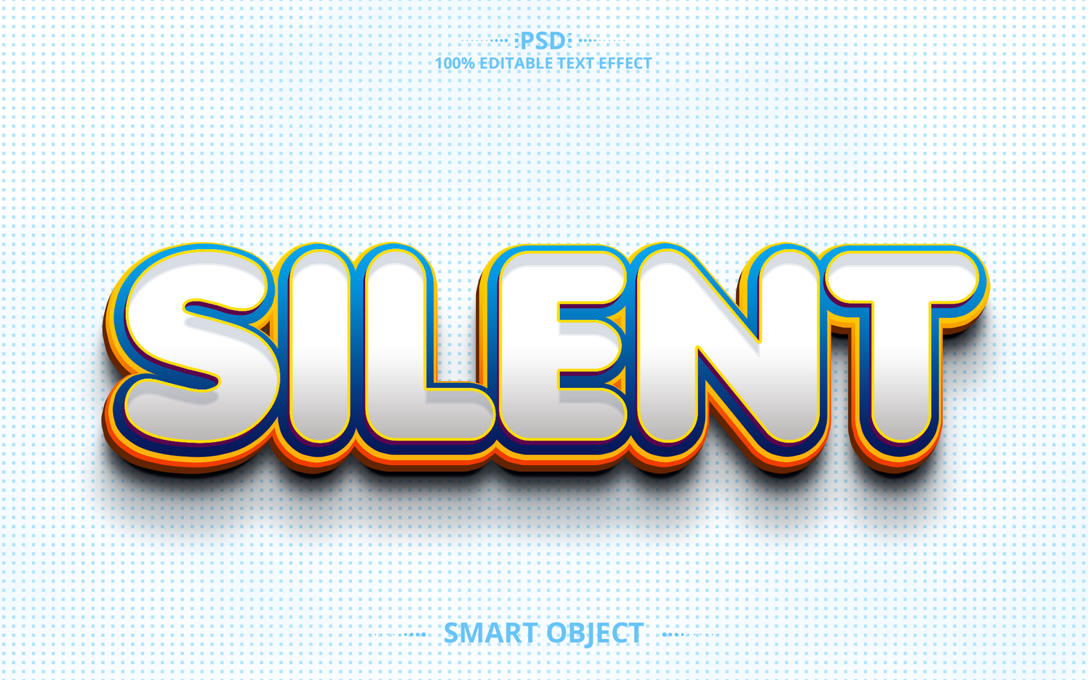 Silent 3D text effect design psd