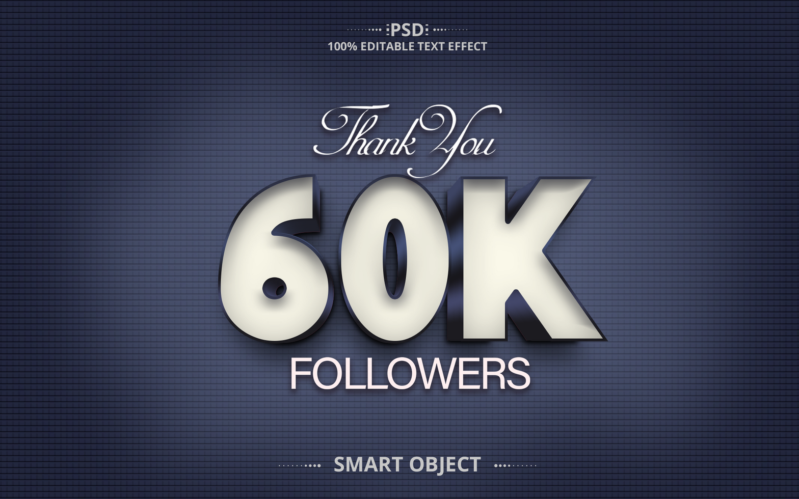 60k 3D text effect design psd