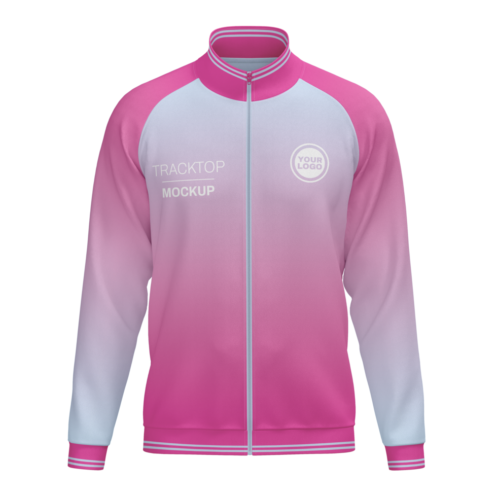 turtleneck track top raglan sleeve jacket with zipper mockup front view psd