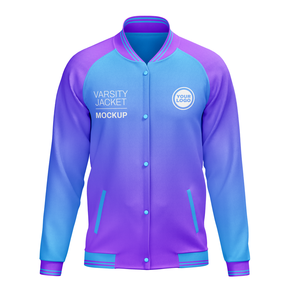 varsity raglan sleeve jacket with button mockup front view psd