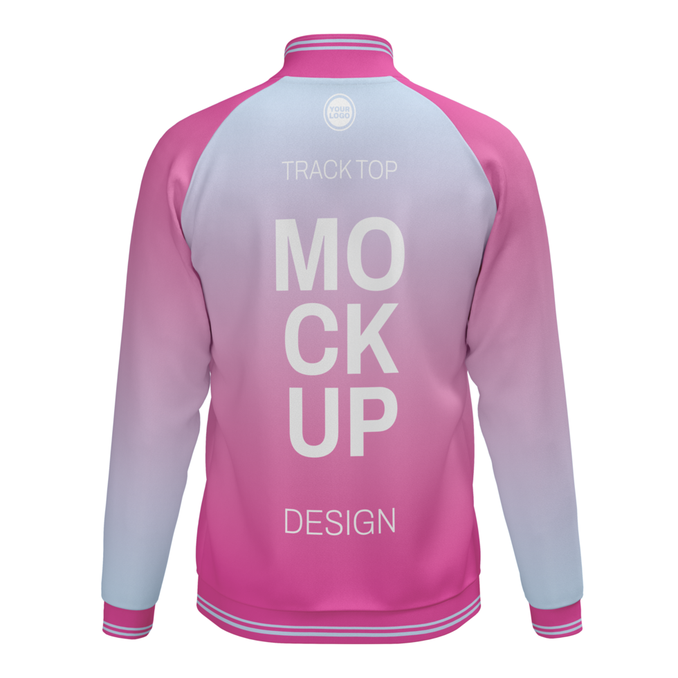 back view turtleneck track top raglan sleeve jacket with zipper mockup psd