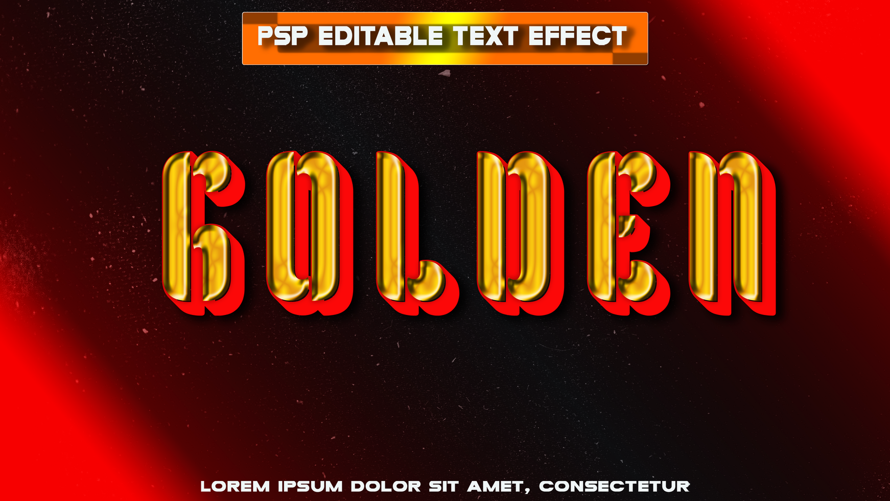 gold letters with red edges psd