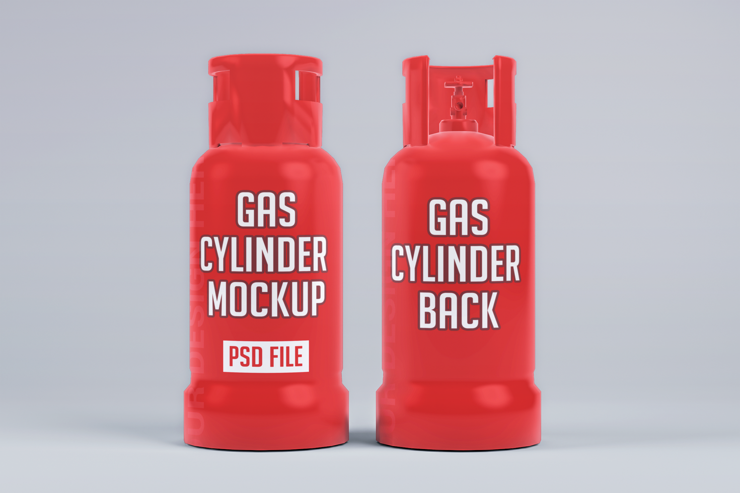 Gas cylinder mockup front and back view psd