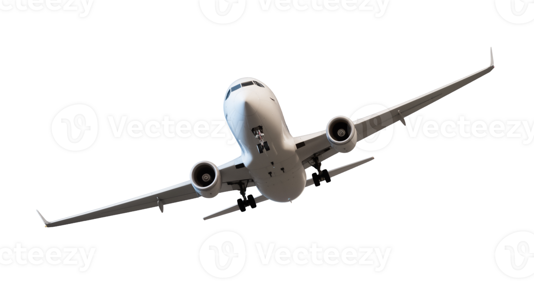 Commercial airplane in flight with transparent background png