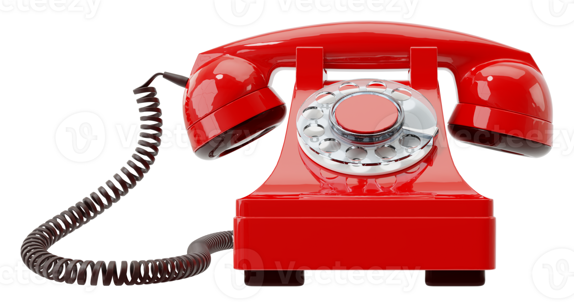 old red dial-up phone isolated on a transparent background png