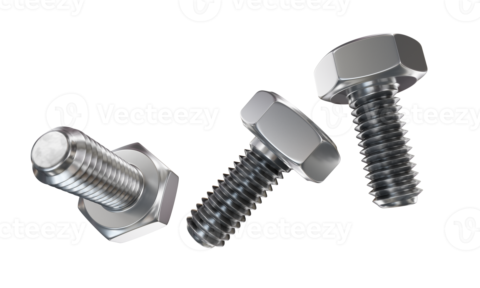 three screws isolated on a transparent background png