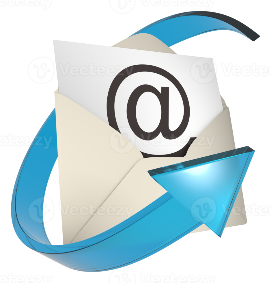 envelope with blue arrow isolated on a transparent background png