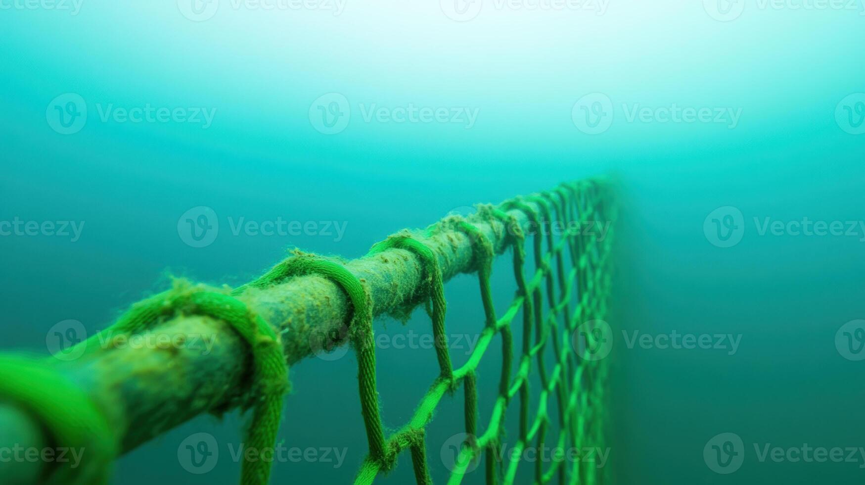 Underwater View of Maritime Kelp Utilizing Green Screen Nets for Coastal Preservation and Marine Ecology Projects photo