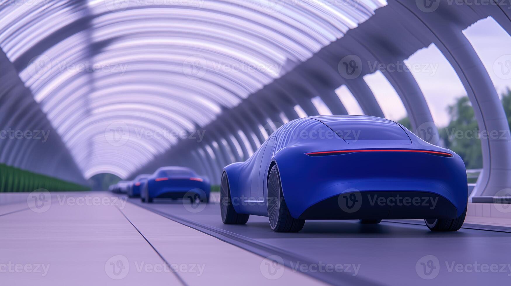 Futuristic Concept of Hydrogen Fuel Cell Vehicles in Modern Tunnel with Innovative Technology and Sustainable Design for Eco-Friendly Transportation and Renewable Energy Future photo