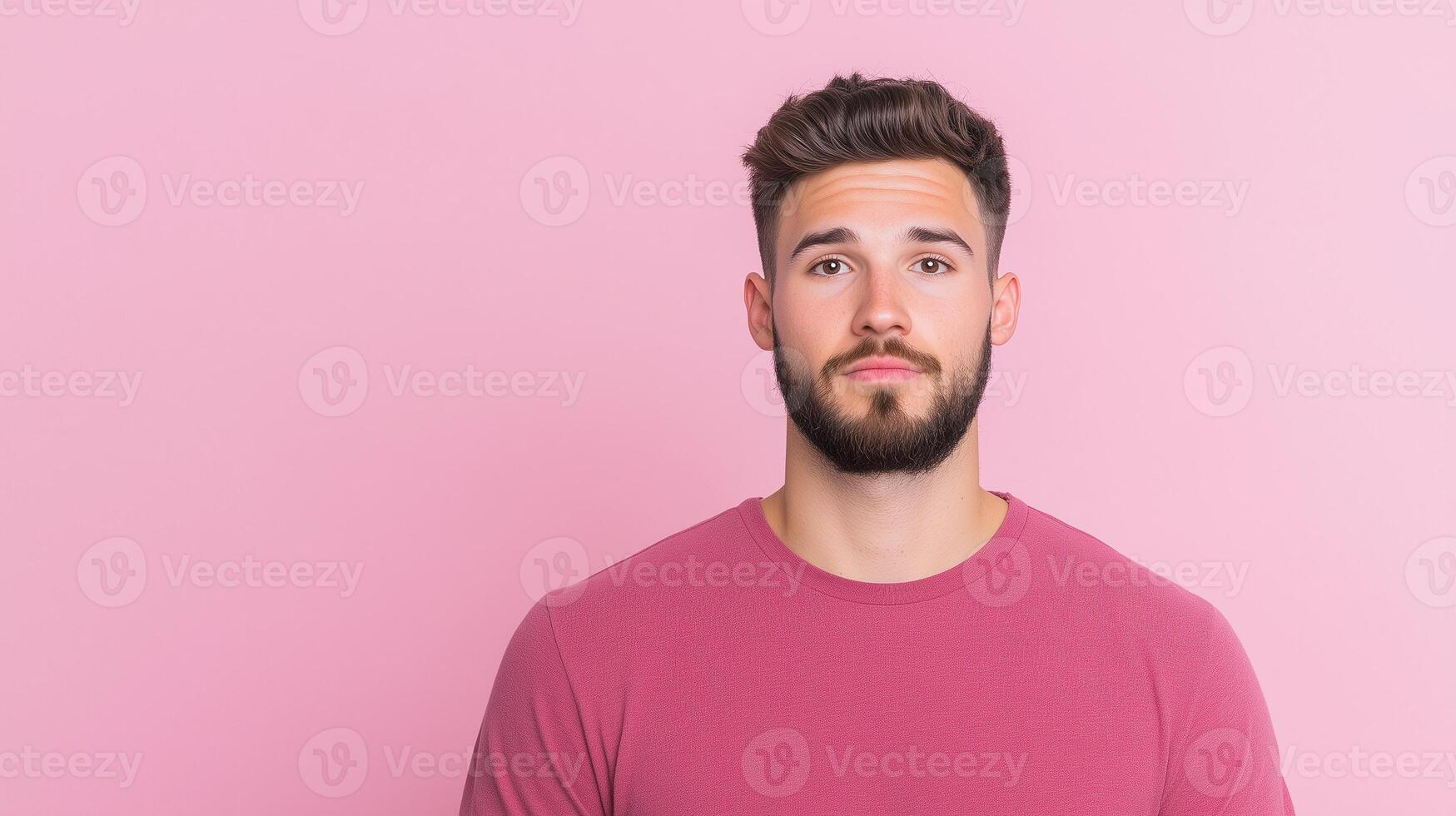 Young Entrepreneur Launching Online Course, Recording Content Against Pink Background, Modern E-Learning Concept with Confident Male in Stylish Attire, Innovative Business Development photo