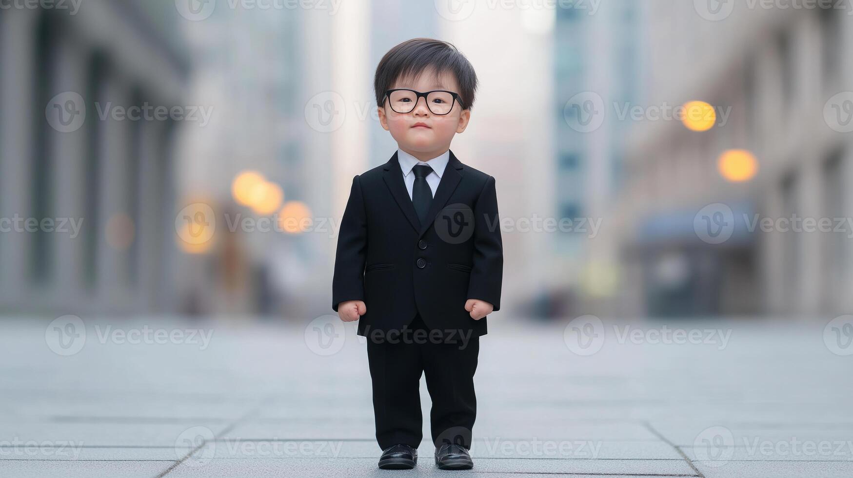 Professional Success and Confidence Illustration of a Young Professional with Dwarfism in Urban Setting Empowering Modern Business Concept photo