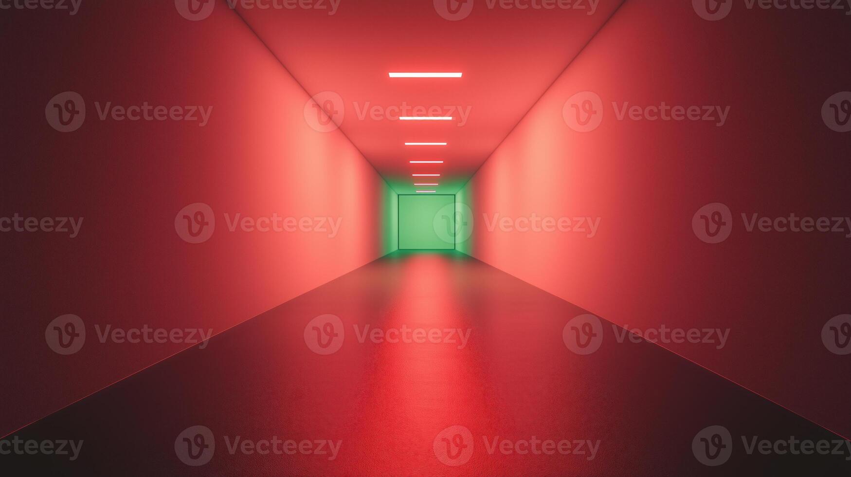 Futuristic Corridor with Neon Red and Green Lighting Creating a Sci-Fi Ambiance and Modern Visual Appeal for Innovative Design Concepts and Abstract Photography Inspiration photo