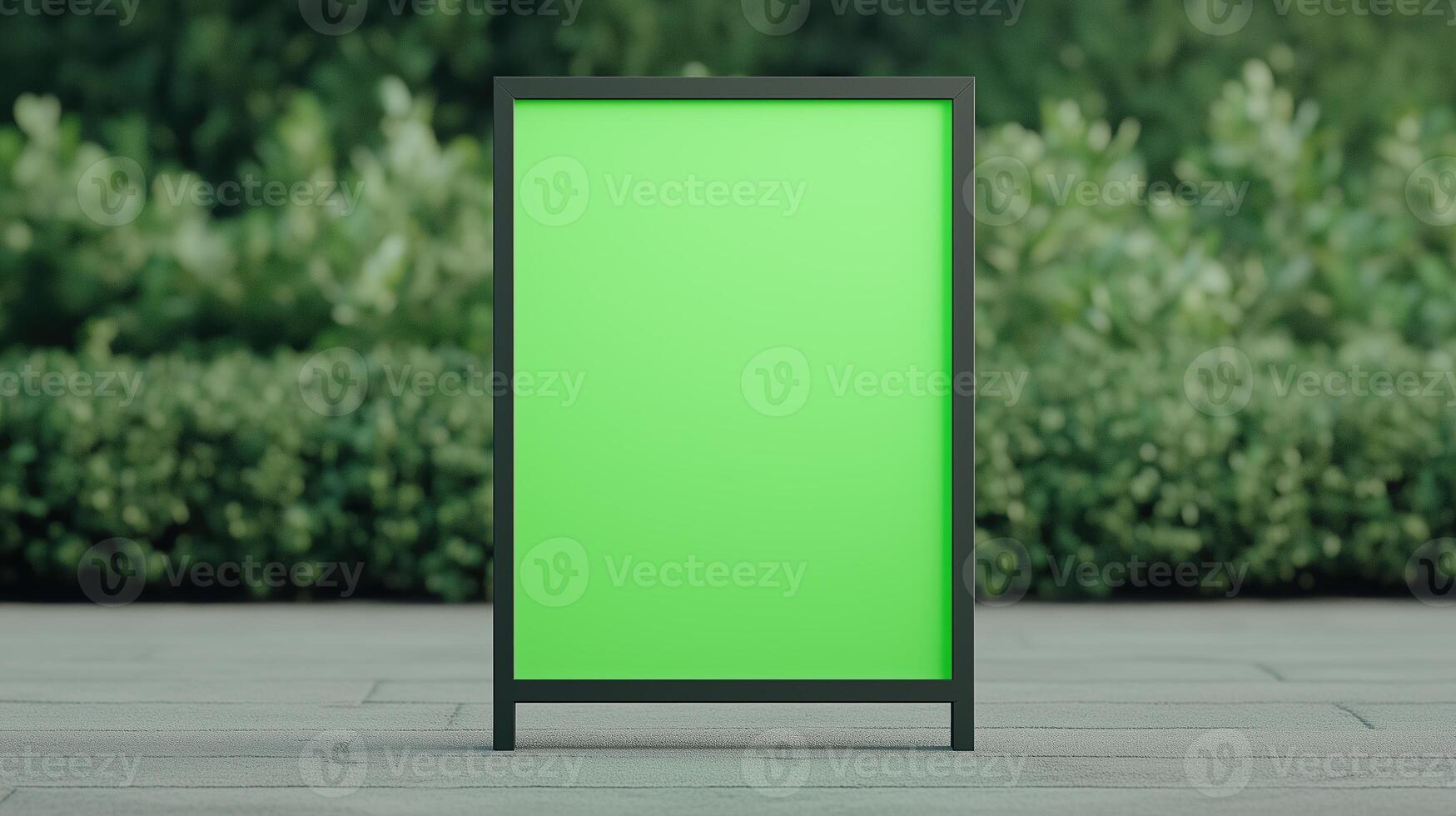 Advertising Billboard With Green Screen Display in Park Setting at Dusk for Marketing and Branding Concepts photo