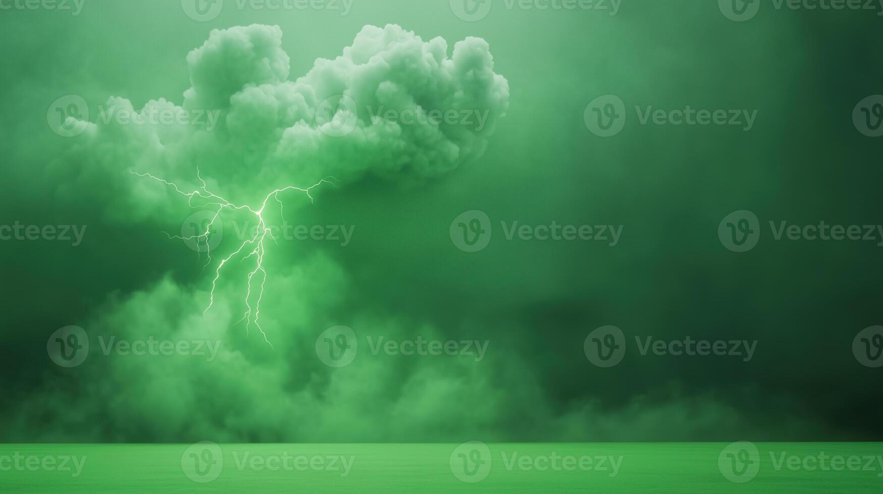 Black Storm Cloud with Lightning on Green Screen Background Illustrating Dramatic Weather Phenomenon Perfect for Creative Projects with Striking Visuals and Impacts in Design and Media photo