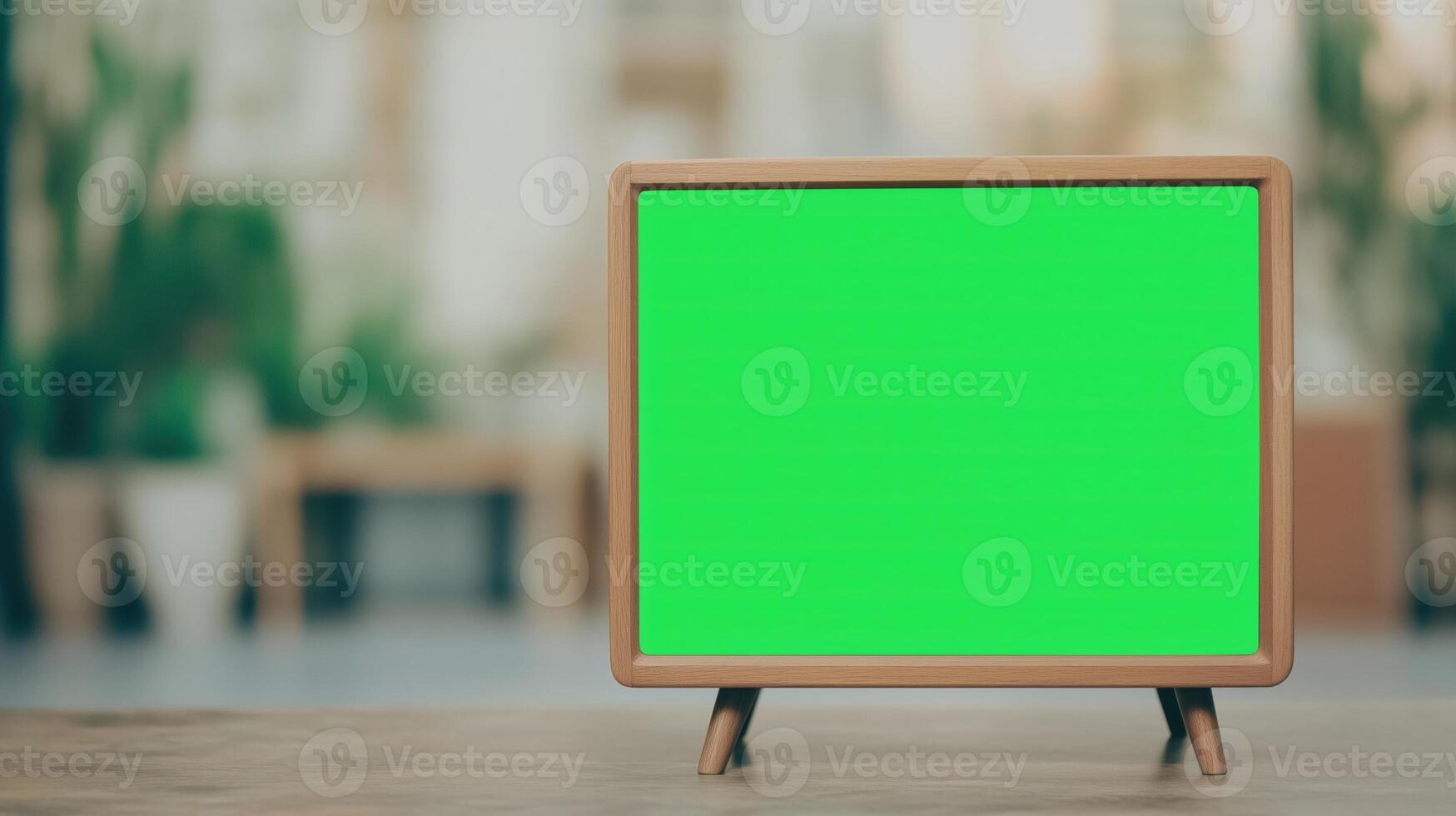 Vintage TV Set With Green Screen for Mockup Design in Retro Style for Creative Projects and Branding Campaigns photo