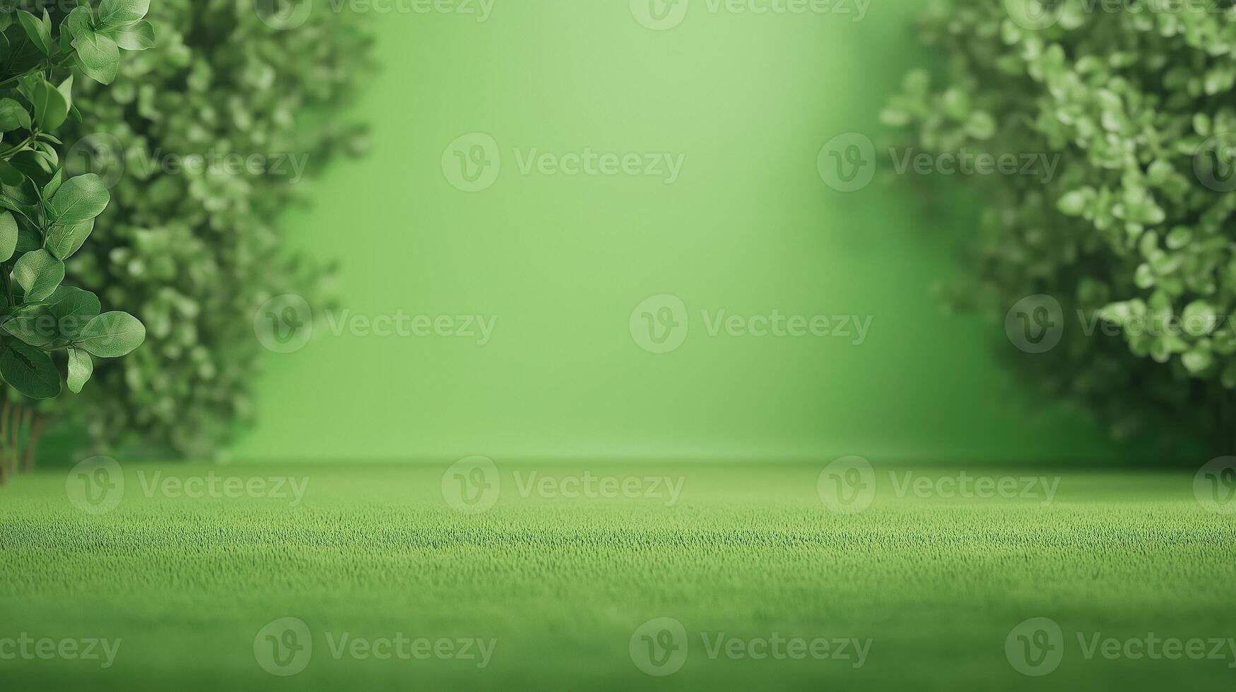 Green Screen Background With Lush Orchard Foliage And Grass Perfect For Nature Concepts And Spring Designs photo