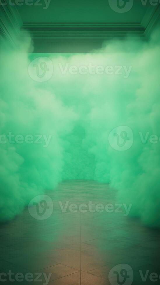 Enchanted Underwater Grand Hotel Lobby with Mysterious Green Mist and Atlantean Ambience for Fantasy Design and Imaginative Concepts in Stock Photography photo