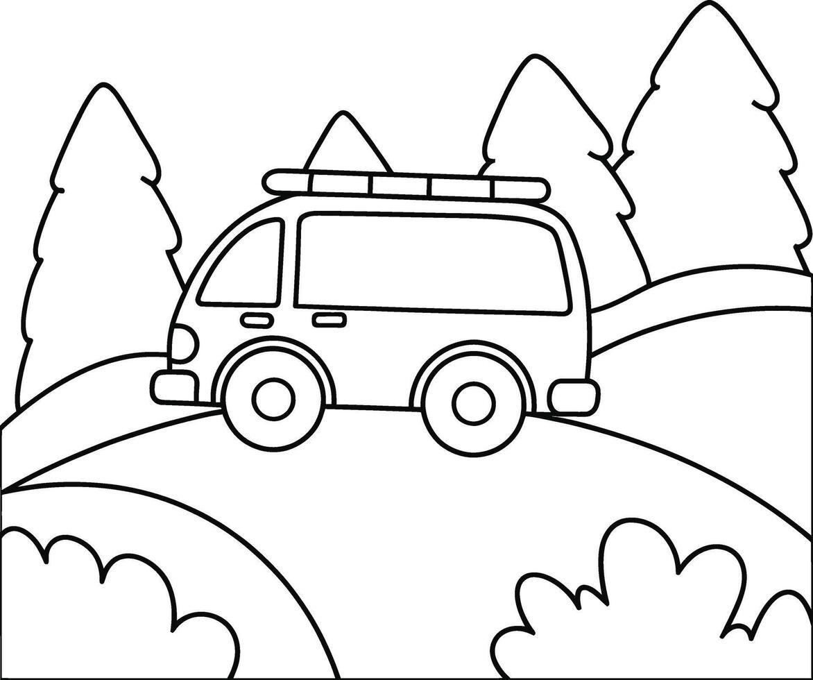 Rescue Vehicles and Their Heroes Coloring Pages vector