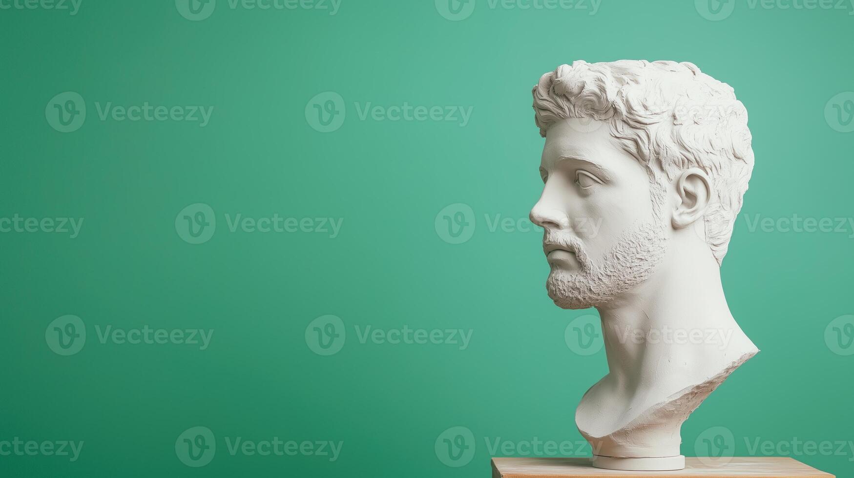 Sculptor Working on Clay Bust with Green Screen Background Capturing Creative Art Process and Artistic Skill in a Studio Environment Highlighting Craftsmanship and Modern Clay Modeling photo