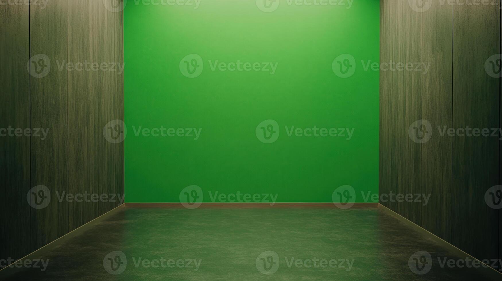 Green Screen Backdrop in Modern High Rise Construction Environment for Creative Media Projects or Virtual Backgrounds photo